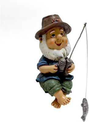 Image de Nain de jardin, figurine de pêcheur - Décoration, figurine - Pour décorer le jardin - Résine résistante aux intempéries - 4,5 x 7 x 10 cm