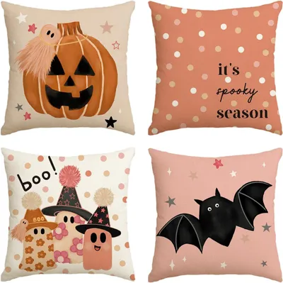 Immagine prodotto di Cuscini decorativi per Halloween, 50x50 cm, colore rosa, set da 4 pezzi