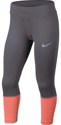 Immagine prodotto di Leggings sportivi Nike per bambine, modello Power Crop, colore Gunsmoke/Lt Atomic Pink, taglia XL, codice prodotto 890208