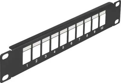 Produktbild von DeLOCK 10″ Keystone Patchpanel 10 Port schwarz, Blindplatte, Metall, Schwarz