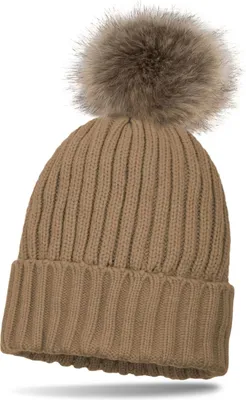 Produktbild von styleBREAKER Kinder Strick Bommelmütze mit Perlrippen Muster und Thermo-Fleece Futter, Winter Strickmütze mit Kunstfell Bommel 04024031