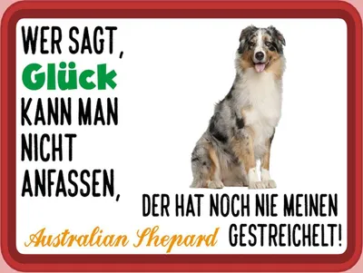 Produktbild von vianmo Holzschild 30x40 cm Glück Australian Shepard Hund