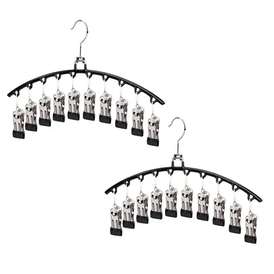 Produktbild von 2er-Pack platzsparende Kleider- und Hosenständer, Kleiderbügel-Hosenaufbewahrungsständer für Kleiderschrank, Röcke und Hüte (schwarz)