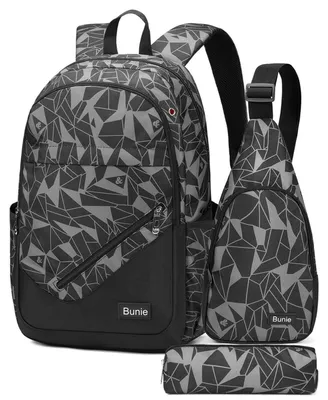 Produktbild von Schultaschen-Set 3-teilig für Jungen, wasserdicht, L, Schwarz