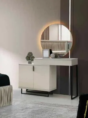 Image de Coiffeuse avec miroir Blanc Moderne Rangement Chambre Coiffeuse
