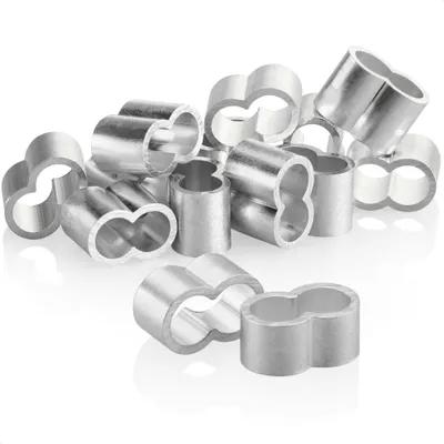 Produktbild von com-four® 12x Seilklemme 10mm - Würgeklemmen aus Aluminium - Quetschhülsen für Expanderseile - Doppelhülsen für Spanngummis - Pressklemmen für Planen