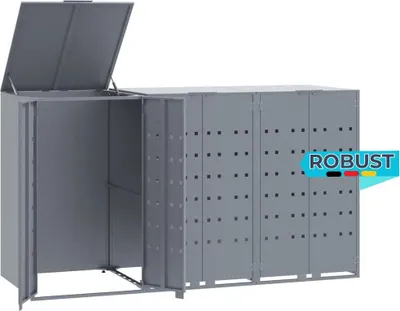 Produktbild von Mülltonnenbox GORILO für 3 Tonnen Grau 207x79x117 cm Stahl | Mülltonnenverkleidung 3er Mülltonnenhaus