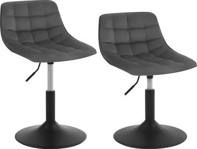 Produktbild von WOLTU 2er-Set Barhocker Barstuhl Barsessel höhenverstellbar Küchenhocker mit Lehne 360° Drehstuhl Samt, Dunkelgrau