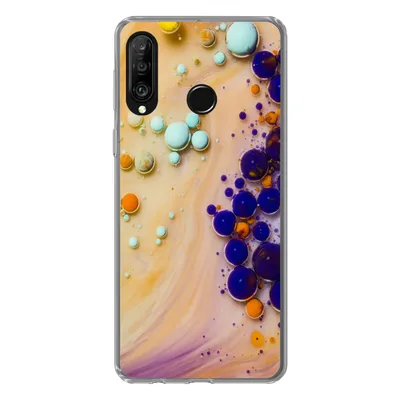 Produktbild von MuchoWow® Handyhülle Schutzhülle Hülle für Huawei P30 Lite Milch - Tinte - Psychedelisch Silikon Softcase Handy Hülle - Handyhülle