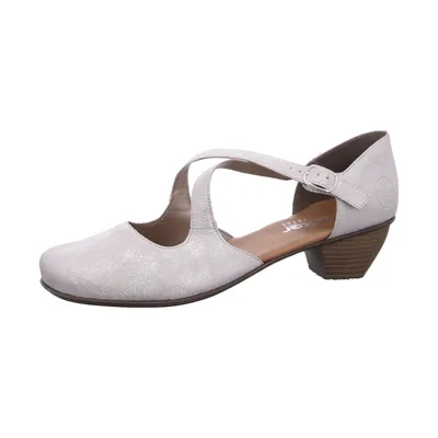 Produktbild von Rieker Damen Pumps Metallic Glanz gekreuzte Riemen 41781, Größe:38 EU, Farbe:Silber