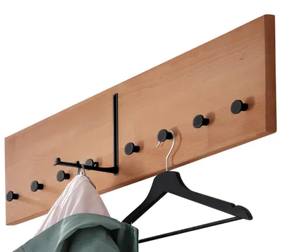 Produktbild von Garderobenpaneel mit 1 Klapphaken 80 cm Buche massiv CUENCA-137