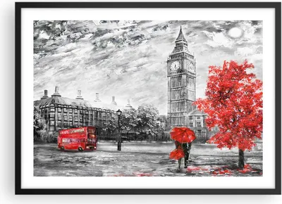 Produktbild von Gerahmtes Poster - Schwarzer Rahmen - London Bus - 70x50 cm - Wand Bild - Wanddeko - Wandbilder - Kunstposter - Wandposter - Bilderrahmen - Bilder - Kunstdruck - Wandbild - P2BAA70x50-3866