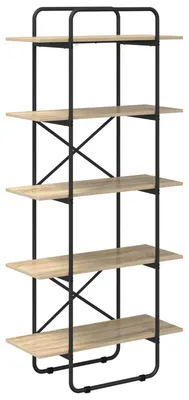 Image de Étagère bibliothèque, 5 niveaux, dimensions 80 x 35 x 175,5 cm, en bois imitation chêne Sonoma