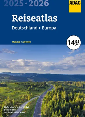 Produktbild von ADAC Reiseatlas 2025/2026 Deutschland 1:200.000, Europa 1:4,5 Mio.
