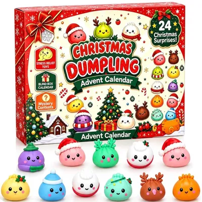 Produktbild von Dumpling Squishy Adventskalender 2026 24-Tage Weihnachts Countdown Kalender mit Sammelfiguren für Erwachsene