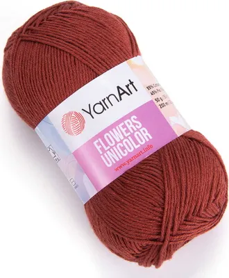 Produktbild von Yarnart Flowers Unicolor 764 Kasztan Wolle 55% Baumwolle 200m/50g