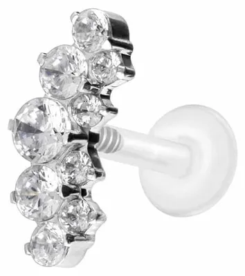 Produktbild von Ohrpiercing, Nasenpiercing PTFE Labret mit Innengewinde + Titan-Aufsatz KRISTALLBOGEN Silber Stablänge: 8mm | Stabstärke: 1,2mm