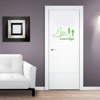 Produktbild von Wandtattoo - Wandaufkleber - Tür-/Wandtattoo "Pipi Lounge" - 60cm x 35cm lindgrün - Dekoration Küche Wohnzimmer Wand