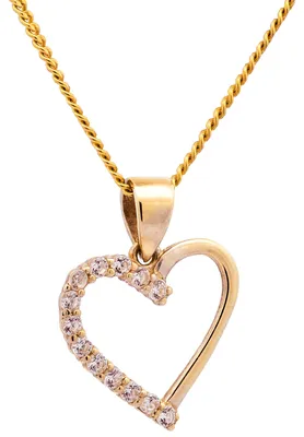 Produktbild von Anhänger Herz Zirkonia  333 Gold mit vergoldeter Silberkette 40 cm