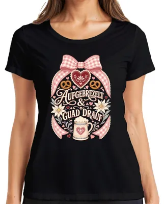 Immagine prodotto di Abbigliamento tradizionale bavarese per : vestito tradizionale da donna (Dirndl), pantaloni in pelle, maglietta da donna, colore nero, taglia S
