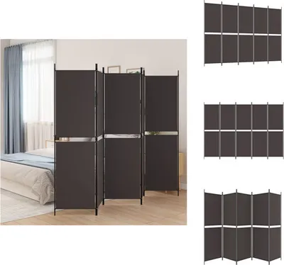 Zdjęcie produktu dla vidaXL 5-częściowy parawan brązowy 250x180 cm tkanina - przegroda do pokoju