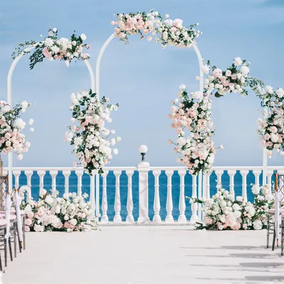 Immagine prodotto di WISFOR set di 3 archi di nozze in metallo, fai da te decorativo giardino sfondo arco cornice fiore arco matrimonio per ricevimento di nozze decorazione all'aperto indo