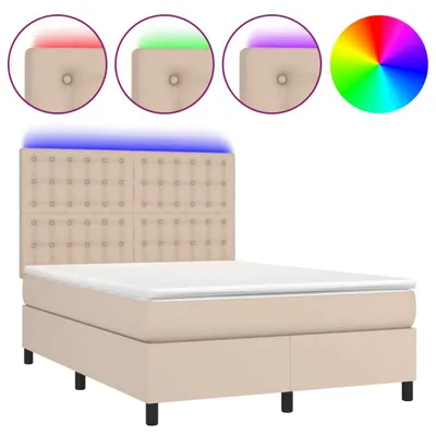Produktbild von vidaXL Boxspringbett mit Matratze & LED Cappuccino-Braun 140x190cm