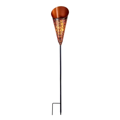 Produktbild von LED Solar-Erdspieß "TORCH", Lampe für den Außenbereich im Landhaus Stil, aus Metall und Kunststoff in kupfer, 15 x 12,5 x 96 cm, mit Diode – mit Schiebeschalter – Dämmerungssensor