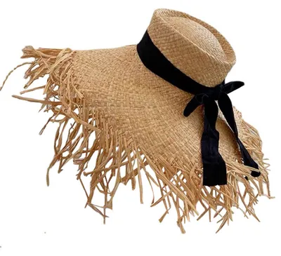 Produktbild von Hutumfang 56-58 cm, Basthut mit großem Rand, Strandhut, Urlaubshut, Sonnenhut, Strohhut mit Sonnenschutz