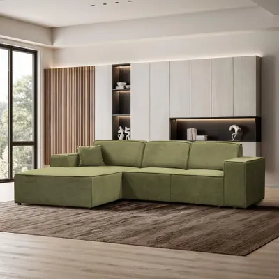 Produktbild von Ecksofa PEDRO L Dunkelgrün, 267x170 cm, Sofa L-form Breite Ottomane links, ohne Schlaffunktion