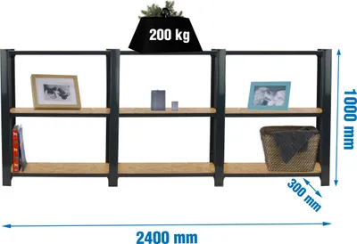Obrázek produktu pro Simonrack těžké regály OFFICLICK 3 8425437127670 antracit, hnědá 240,0 x 30,0 x 100,0 cm