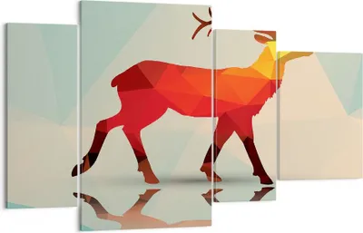 Produktbild von Bild auf Leinwand - Leinwandbild - Hirsch Illustration modern Grafik - 120x70cm - Wand Bild - Wanddeko - Leinwanddruck - Bilder - Kunstdruck - Leinwand bilder - Wandkunst - DL120x70-2811