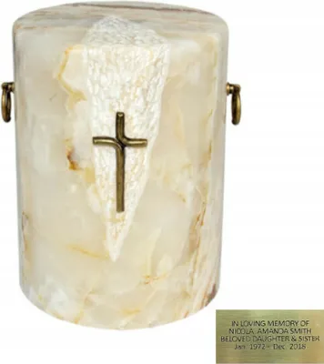 Produktbild von Steinurne, Steinurne Für Asche, Urne Mit Kreuz