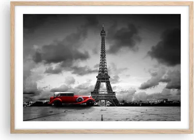 Produktbild von Gerahmtes Poster - Rahmen in heller Eiche - Auto Eiffle Paris Stadt - 70x50 cm - Wand Bild - Wanddeko - Wandbilder - Wandposter - Bilderrahmen - Bilder - Kunstdruck - Wandbild - P2NAA70x50-2828