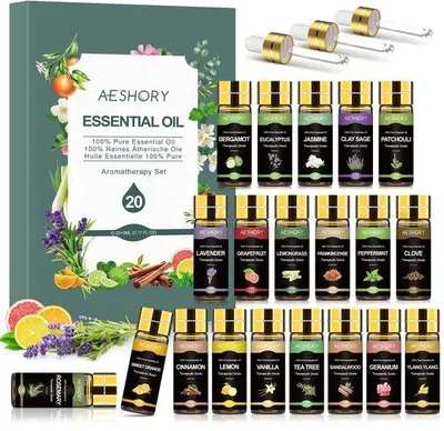Produktbild von Solidchoice – Set mit 20 ätherischen Ölen, je 5 ml, für Aromatherapie und Wellness