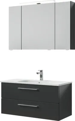 Produktbild von Pelipal Badmöbel-Set Sunline 121 BxHxT 110 x 200 x 46 cm Frontfarbe anthrazit mit Mineralguss-Waschtisch, Waschtischunte