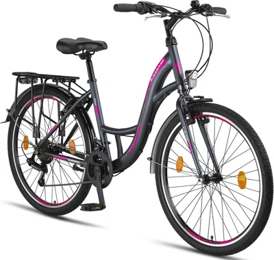 Produktbild von Licorne Bike Stella Premium City Bike 20,24,26 und 28 Zoll Fahrrad für Mädchen Herren und Damen 21 Gang (6 Gang bei 20 Zoll) Holland Citybike