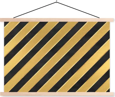 Produktbild von MuchoWow® Textilposter Muster - Streifen - Gold - Schwarz 60x40 cm mit holzfarbenen Rahmen - Bilder
