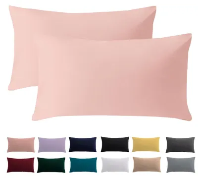 Productafbeelding van Kussensloop, 40 x 70 cm, 2 stuks – Kussensloop, 40 x 70 cm, lichtroze. Geschikt voor kussens. 100% microvezel. Vrij van kreukels en strijkvrij, met rits.