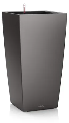 Produktbild von LECHUZA-Pflanzgefäß CUBICO Premium 22 Anthrazit Metallic | Pflanzgefäß mit Bewässerungssystem | Metallic-Oberfläche | 22 x 22 x 41 cm | 18463