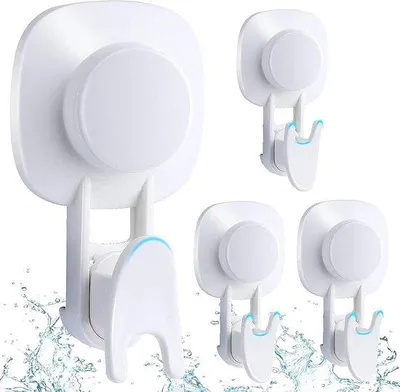Immagine prodotto di Set da 4 ganci 2 in 1, ganci doppi, portata 5 kg, ganci girevoli a 360°, ganci a ventosa, extra resistenti per finestre, bagni, cabine doccia, docce