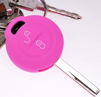 Produktbild von Auto Schlüssel Hülle Silikon Schutz Cover Pink kompatibel mit Mitsubishi Colt VI Smart Forfour 454 2 Tasten Funk Fernbedienung