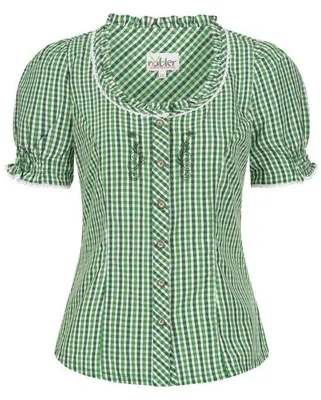 Produktbild von Trachtenbluse Kurzarm Natascha in Grün von Nübler Größe 52