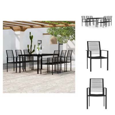 Produktbild von vidaXL 7-tlg. Garten-Essgruppe Schwarz -  Gartenmöbel-Sets