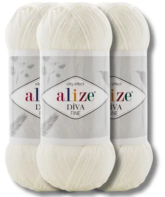 Immagine prodotto di Alize 3x 100g Diva Fine, filato di lana, tinta unita, adatto per uncinetto e maglia (450)