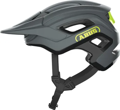 Produktbild von ABUS MTB-Helm Cliffhanger - Fahrradhelm für anspruchsvolle Trails - mit großen Lüftungsöffnungen & TriVider Riemensystem - für Damen und Herren - Grau/Gelb, Größe M (54-58 cm)