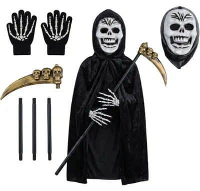 Productafbeelding van Kinderkostuum Halloween: Skeletman met grimas, accessoires, maat 110 cm