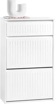 Image de FSR165 Boite à chaussures, 2 abattants, étroite, 4 étagères, blanc