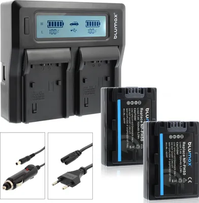 Produktbild von 2x Akku + Lader für Sony NP-FH50 NP-FH60 NP-FH70 NP-FH100 Alpha A390 700 mAh