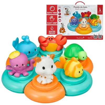 Produktbild von Schwimmendes Badepuzzle Meerestiere Baby ab 10 Monaten Badewannenspielzeug